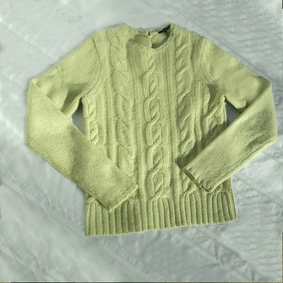 Cashmere Wool Angora Sweater Cable Knit Lt Green S - Picture 6 of 17